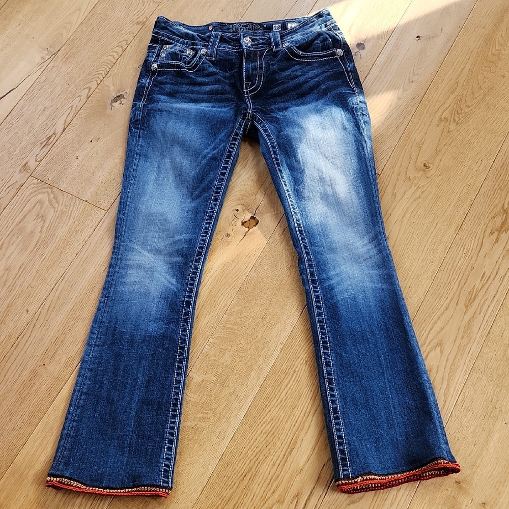 Signature Denim Flare Jeans with Red Trim